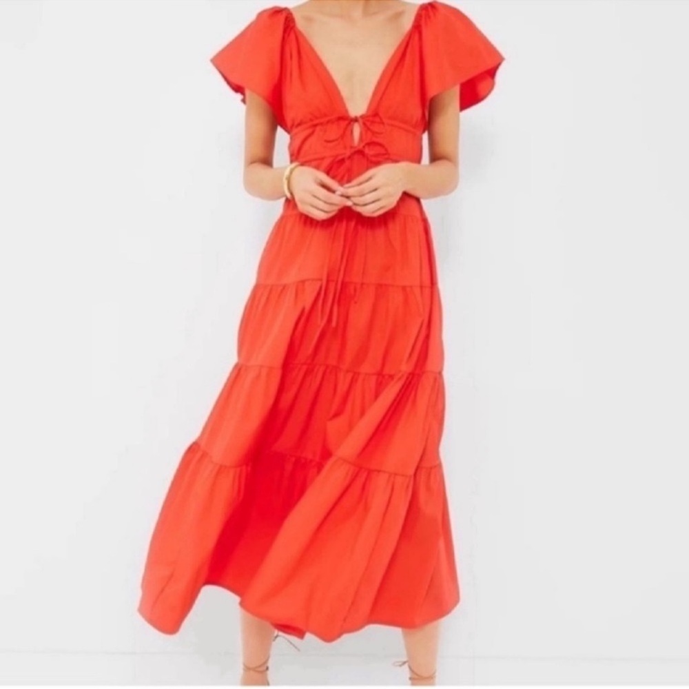 NWT O.P.T cotton Raspberry Fallen tiered whimsy long dress NEW size M medium